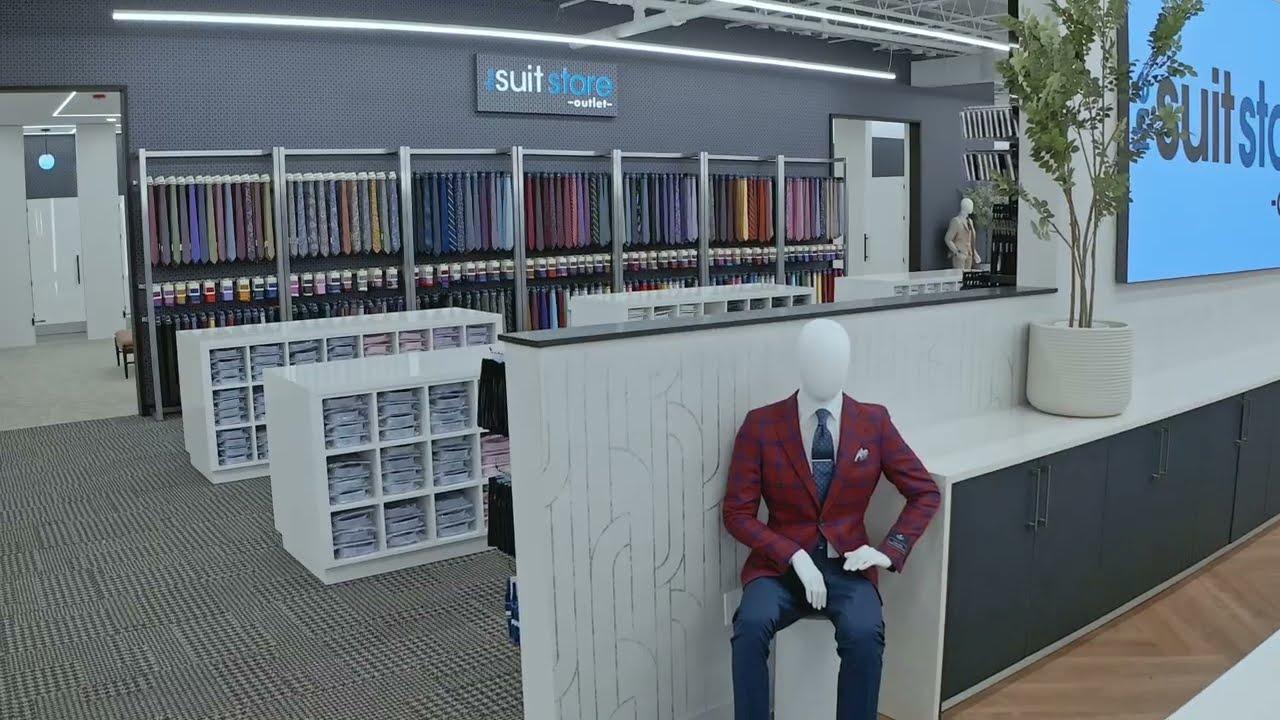 A tracking shot through The Suit Store showroom